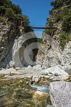 Mountain river gorge near Panta Vrexei in Evritania, Greece