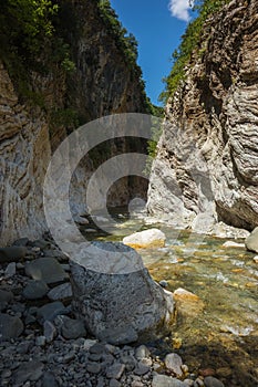 Mountain river gorge near Panta Vrexei in Evritania, Greece