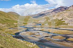 Mountain river Jil-Suu in Kirgizstan photo