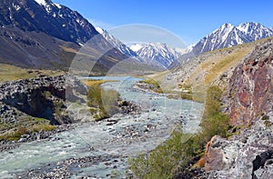 Mountain river landscape in Altay
