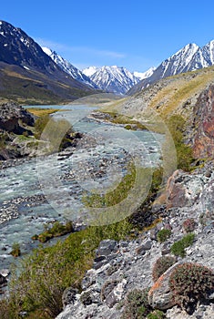Mountain river landscape in Altay photo