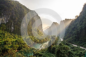 Mountain with river at Quang binh province photo