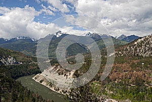 Mountain with a river and rail