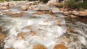 Mountain river scene panning stock footage high definition