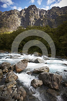 Mountain river skipping over the rocks