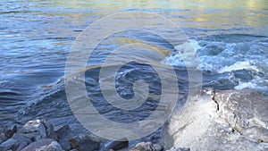 Mountain river. Slow-motion shot. Mountain Altai.