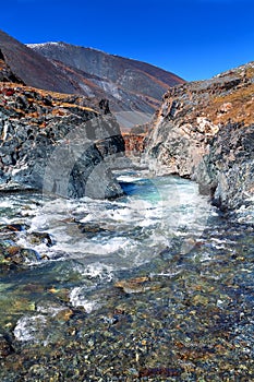 Mountain river, stones, rocks