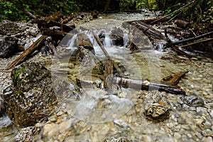 Mountain river in summer. slovensky raj. sucha bela trail