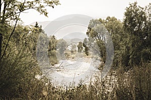 Mountain river in summer - vintage film look