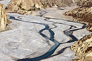 Mountain river with tributary.