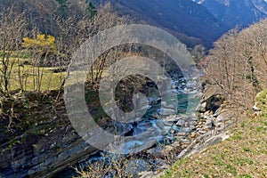 Mountain river in the Verzasca Valley, Lavertezzo, Switzerland