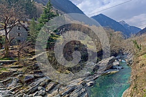 Mountain river in the Verzasca Valley, Lavertezzo, Switzerland