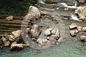 Mountain river. View from above. Background.