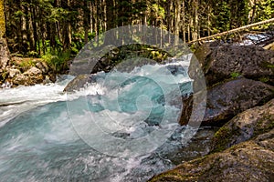 Mountain river water landscape. Wild river in mountains.