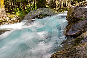 Mountain river water landscape. Wild river in mountains.