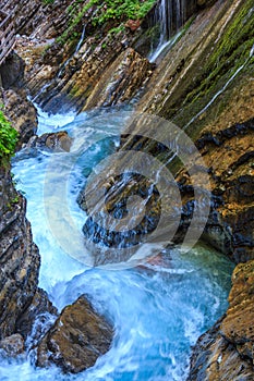 The mountain river and waterfall in the Alps, Bavaria, Germany