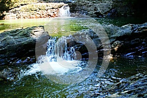 Mountain river with waterfalls