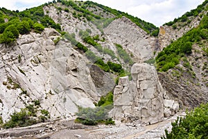 Mountain river on the way to the ancient center of handicraft production of copper utensils Lahich