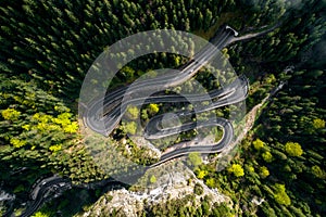 Mountain road aerial view. Bicaz pass, ROmania photo