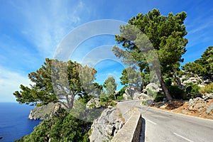 Mountain road along the sea near the village Sa Calobra. The Island Majorca, Spain