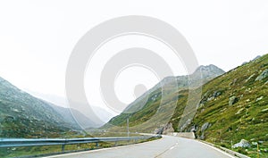 Mountain road in Alps, Switzerland.