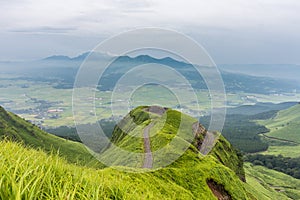 Mountain road around Mt.Aso in Kumamoto, Japan