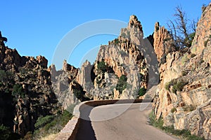 Mountain road in the Calanches, Corsica photo