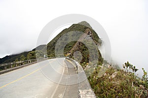 Mountain road in clouds, Yungas region, Bolivia