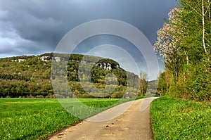 Mountain and road in Franche-Comte photo