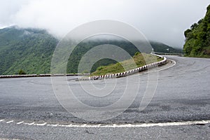 Mountain road on Hai Van pass in Hue