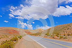 Mountain road in the high andes, trough the Cuesta De Lipan canyon from Susques to Purmamarca, Jujuy, Argentina