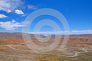 Mountain road in the high andes, trough the Cuesta De Lipan canyon from Susques to Purmamarca, Jujuy, Argentina