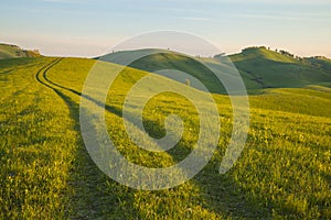 Mountain road, hills road, summer morning, countryside