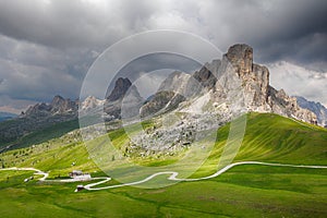 Mountain road in Italy Alps, Passo Giau