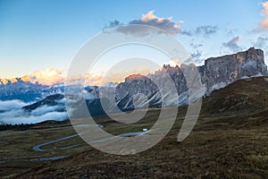 Mountain road in Italy Alps, Passo Giau