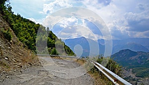 Mountain road from Korce to Gjirocaster, Albania.