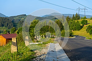 Mountain road on morning summer day,Carpathian mountains