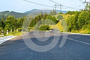 Mountain road on morning summer day,Carpathian mountains