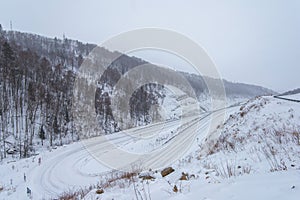 The mountain road near Russian national resort Belokurikha