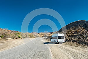 Mountain road, Norh Africa, near Toubkal, Atlas mountains.