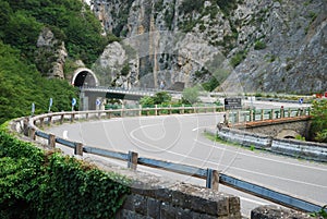 Mountain road in picturesque European Alps.