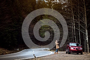 mountain road in the Romanian Carpathians