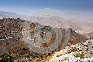 The mountain road serpentine near Taif, Saudi Arabia