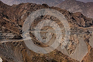 The mountain road serpentine near Taif, Saudi Arabia