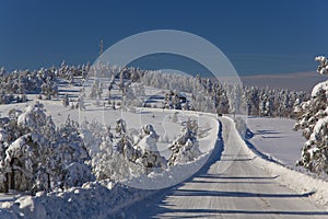 Mountain road in snow