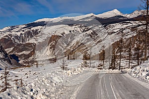Mountain road snow winter valley