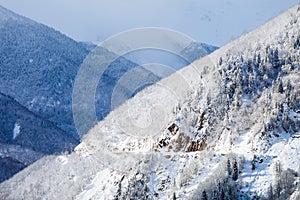 Mountain road into Svaneti at winter