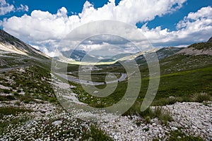 Mountain road to Gran Sasso National park, Abruzzo, Italy