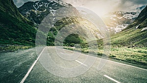 Mountain Road up Hill with Nature Landscape