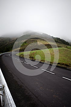 Mountain Road uphil corner, - Azores, Sao Miguel Island Portugal